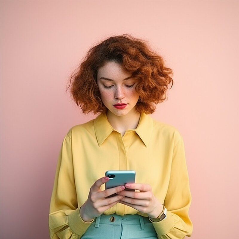 Woman using Life Steps on her phone